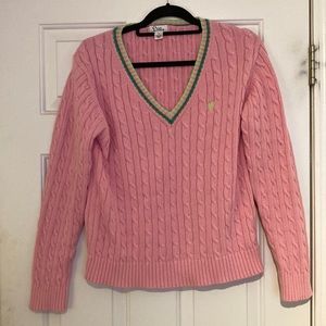 Lilly Pulitzer V-Neck Sweater Pink & Green